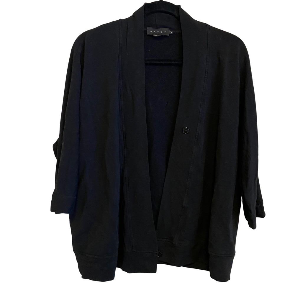 HATCH Black Tencel Blend Dolman‎ Sleeve Button Front Cardigan Sweater Size P